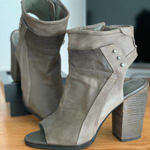 Dolce Vita, gray, studded, peep-toe booties, size